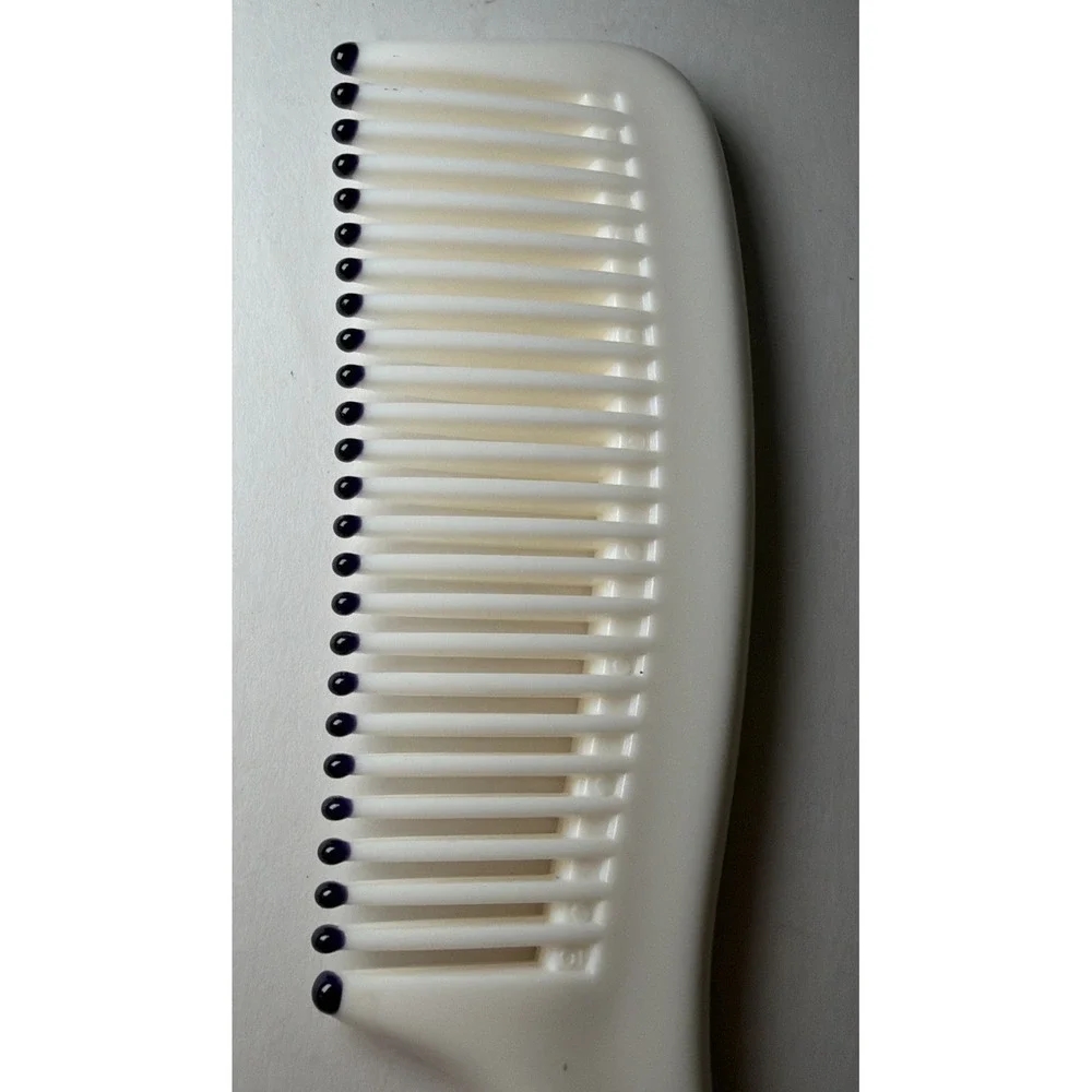 Vintage Estee Lauder Hair Comb White Plastic Regular Tooth Purse 7